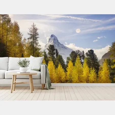 Fotomural bosque dorado frente al Matterhorn – Pixers®