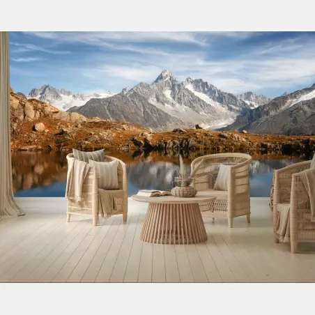 Fotomural reflejo de cumbres nevadas – Pixers®