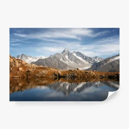 Fotomural reflejo de cumbres nevadas – Pixers®