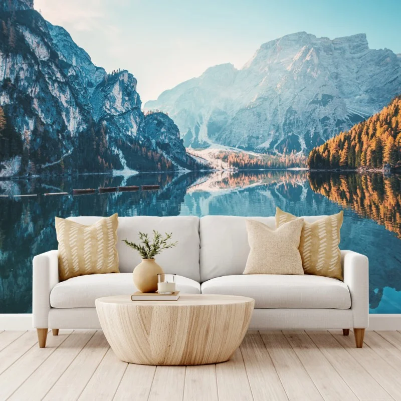 Fotomural amanecer en Braies, Dolomitas