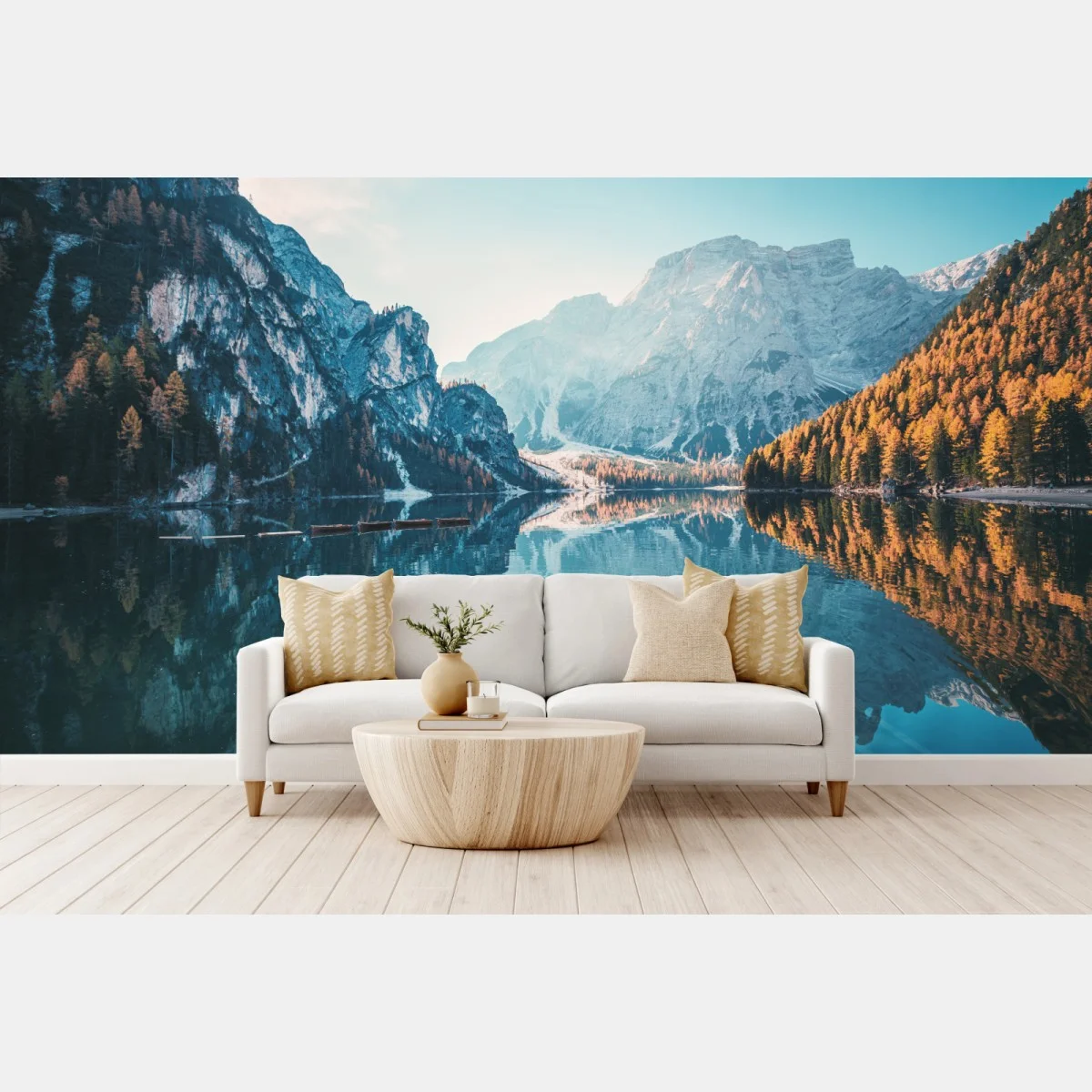 Fotomural amanecer en Braies, Dolomitas – Pixers® Fotomural amanecer en Braies, Dolomitas – Pixers®