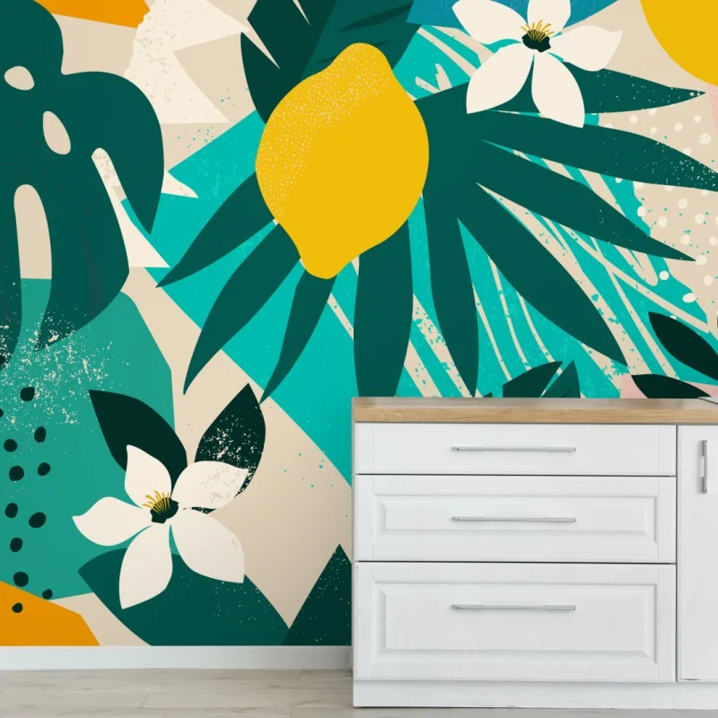 Fotomural exuberancia tropical con limones