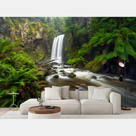 Fotomural cascada en bosque de helechos – Pixers®