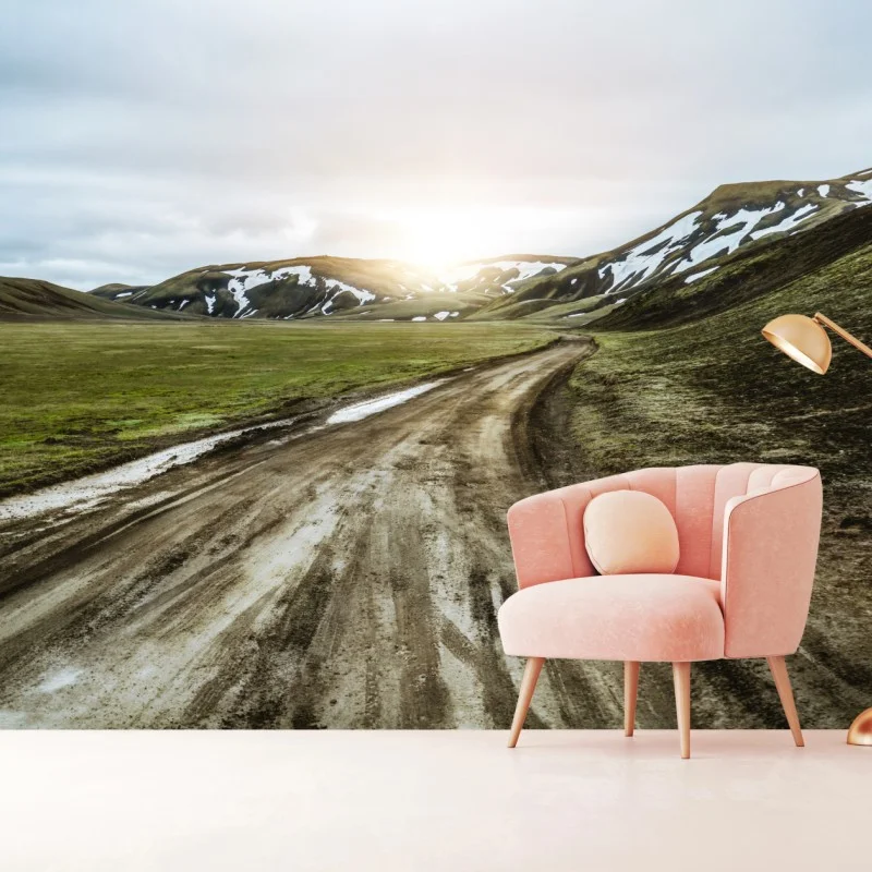 Fotomural ruta de grava en Landmannalaugar