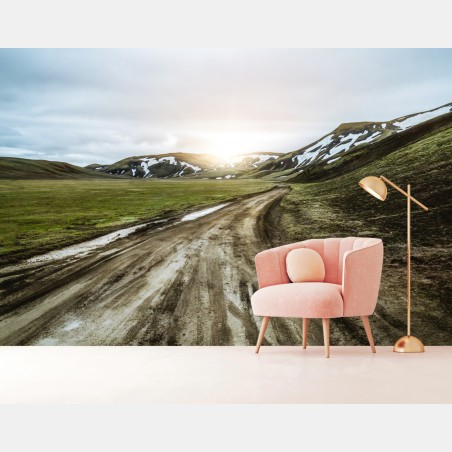Fotomural ruta de grava en Landmannalaugar – Pixers®
