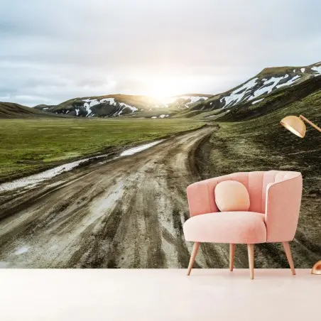 Fotomural ruta de grava en Landmannalaugar