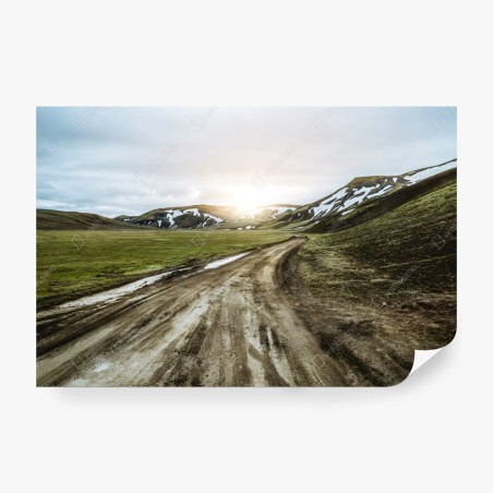 Fotomural ruta de grava en Landmannalaugar – Pixers®
