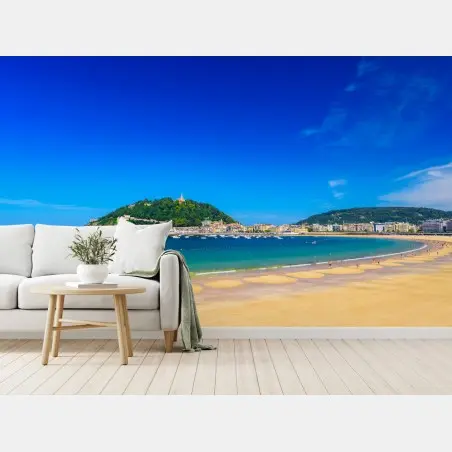 Fotomural impresión panorámica de la playa de La Concha, San Sebastián – Pixers®