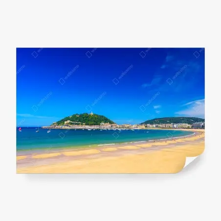 Fotomural impresión panorámica de la playa de La Concha, San Sebastián – Pixers®