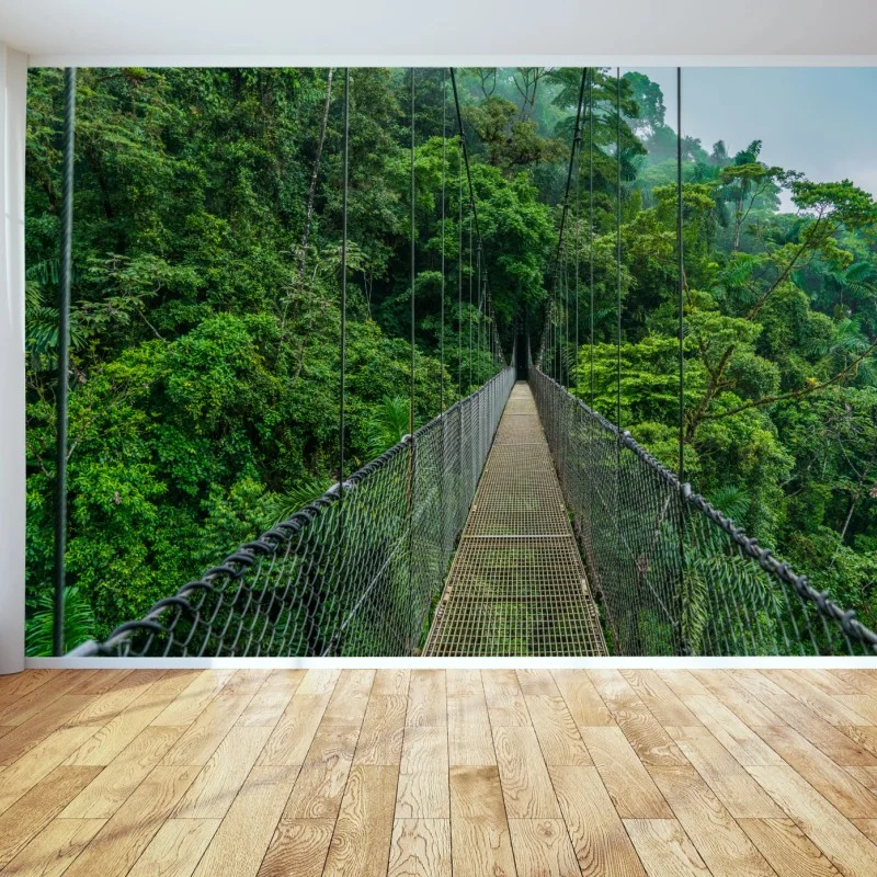 Fotomural pasarela colgante sobre la selva tropical