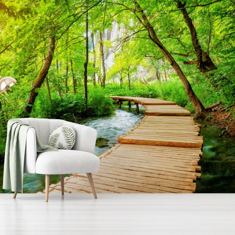 Fotomural sendero de madera en Plitvice