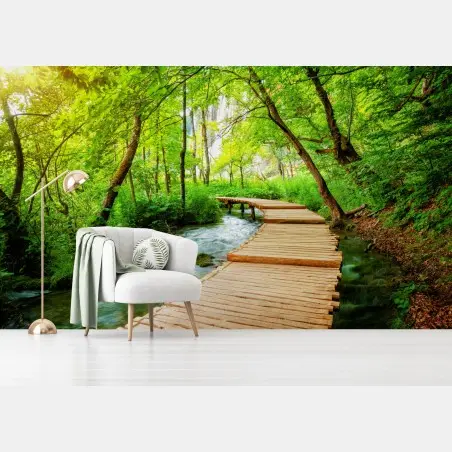 Fotomural sendero de madera en Plitvice – Pixers®