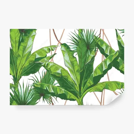 Fotomural follaje tropical vibrante en tonos verdes – Pixers®