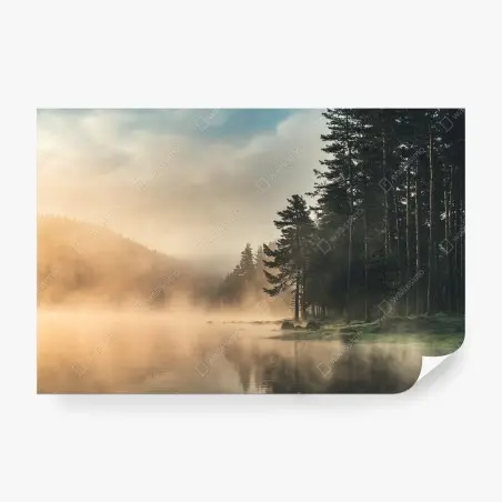 Fotomural amanecer brumoso en el lago – Pixers®