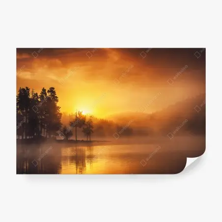Fotomural amanecer dorado en el lago – Pixers®