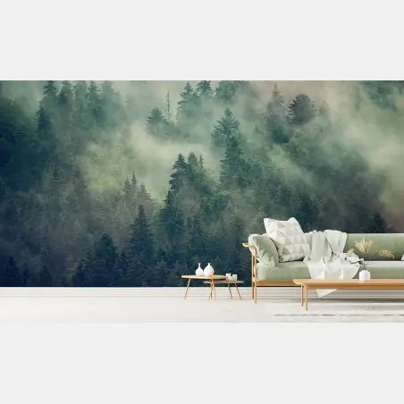 Fotomural bosque envuelto en niebla – Pixers®