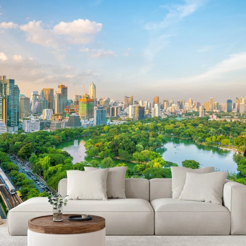 Fotomural panorama urbano con Lumpini en Bangkok