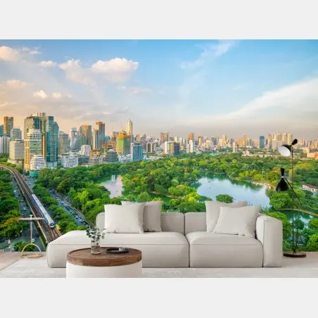 Fotomural panorama urbano con Lumpini en Bangkok – Pixers®
