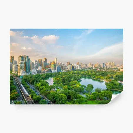Fotomural panorama urbano con Lumpini en Bangkok – Pixers®