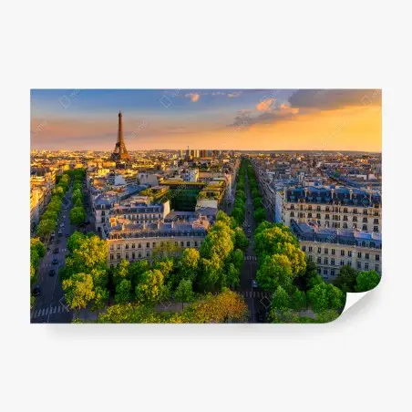 Fotomural atardecer sobre París con la torre Eiffel – Pixers®