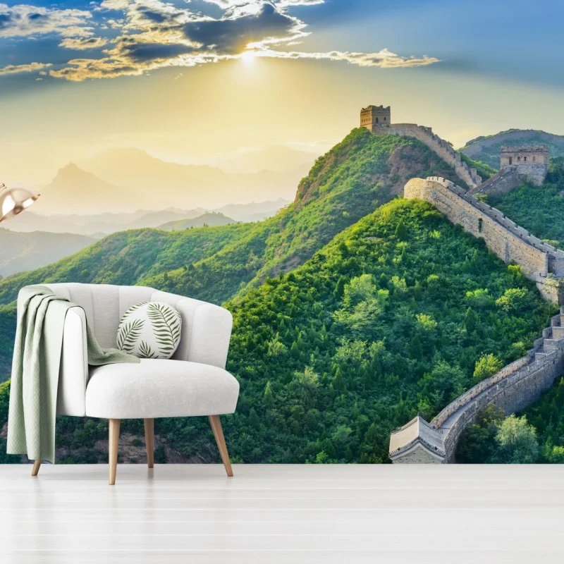 Fotomural paisaje sereno de la Gran Muralla China al amanecer