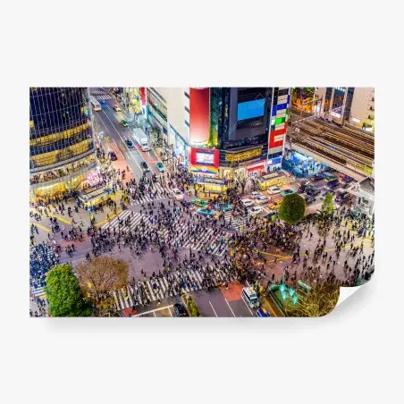 Fotomural vibrante cruce de Shibuya por la noche – Pixers®
