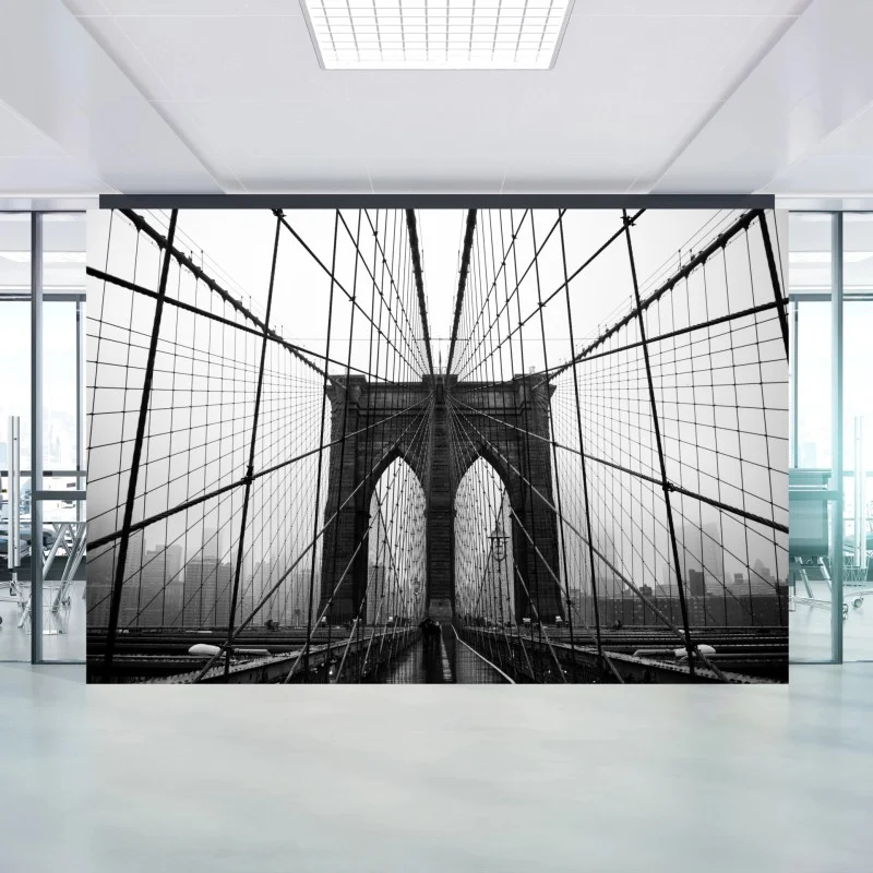 Fotomural simetría del puente de Brooklyn en blanco y negro