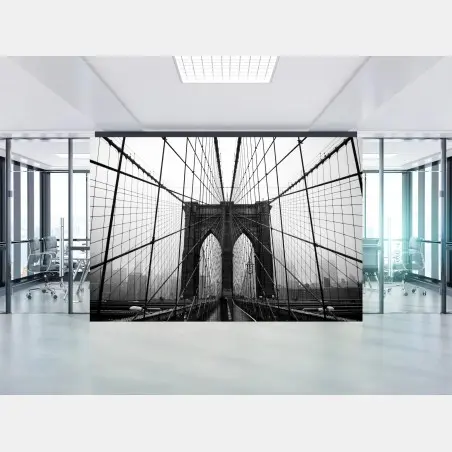 Fotomural simetría del puente de Brooklyn en blanco y negro – Pixers®