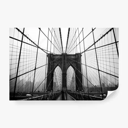 Fotomural simetría del puente de Brooklyn en blanco y negro – Pixers®