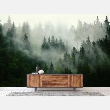 Fotomural bosque envuelto en niebla – Pixers®