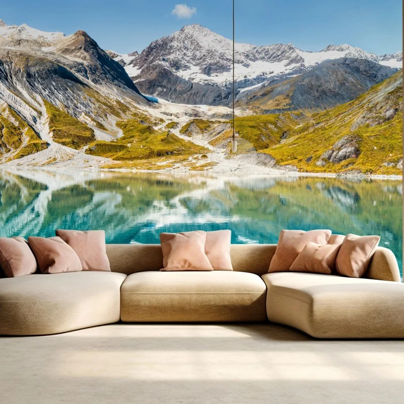 Fotomural reflejos alpinos en lago turquesa