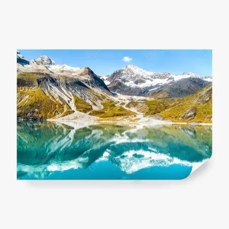 Fotomural reflejos alpinos en lago turquesa – Pixers®