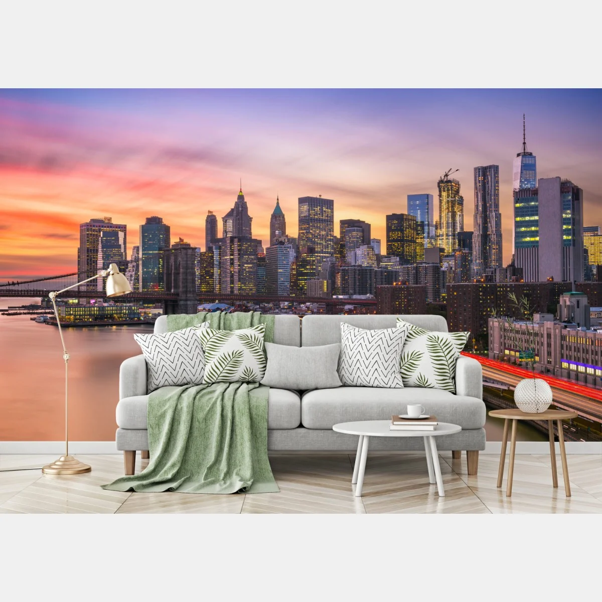 Fotomural puesta de sol sobre Manhattan y el puente de Brooklyn – Pixers® Fotomural puesta de sol sobre Manhattan y el puente de Brooklyn – Pixers®