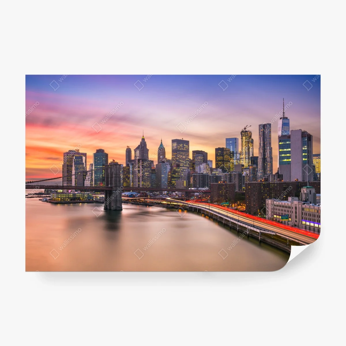 Fotomural puesta de sol sobre Manhattan y el puente de Brooklyn – Pixers® Fotomural puesta de sol sobre Manhattan y el puente de Brooklyn – Pixers®