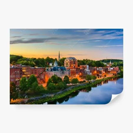 Fotomural atardecer en Augusta sobre el río Kennebec – Pixers®