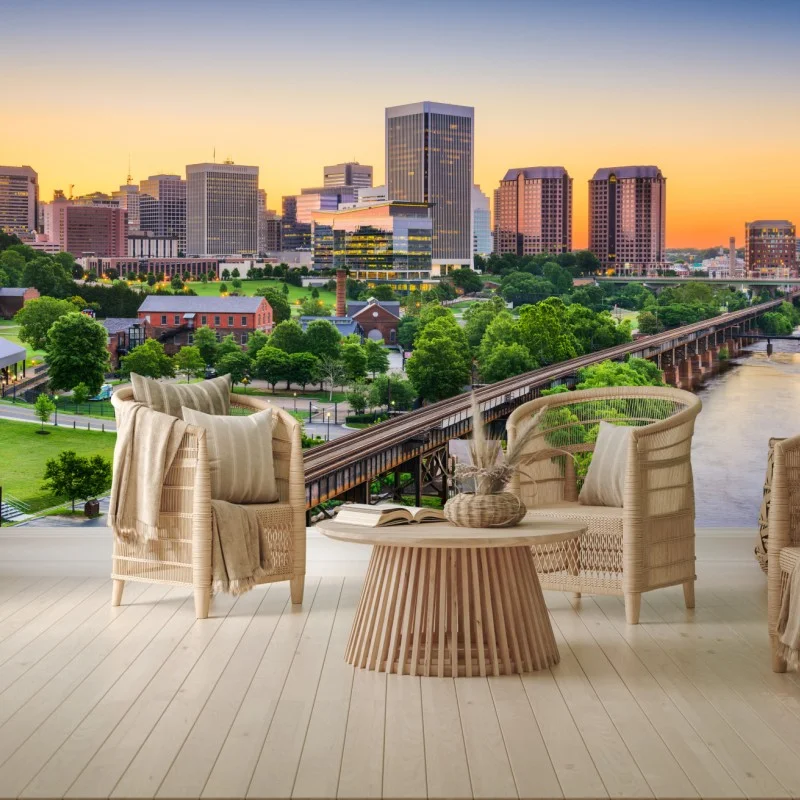Fotomural panorama urbano de Richmond al atardecer