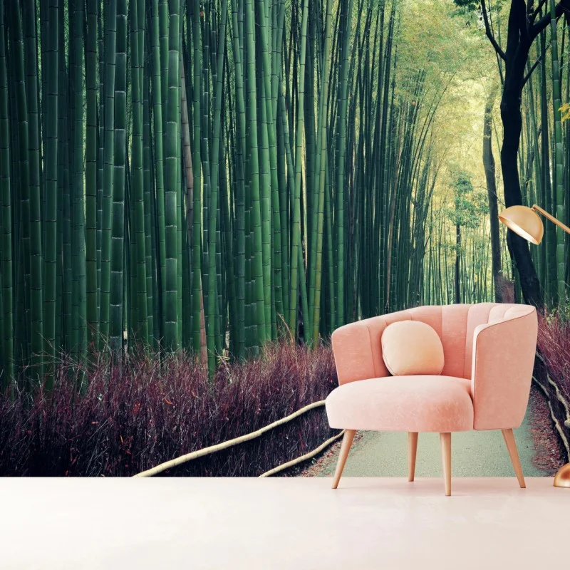 Fotomural paseo sereno entre bambúes en Arashiyama, Kyoto