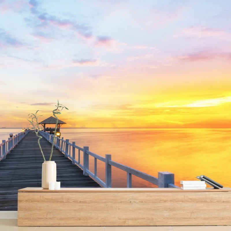 Fotomural muelle al amanecer con luz dorada