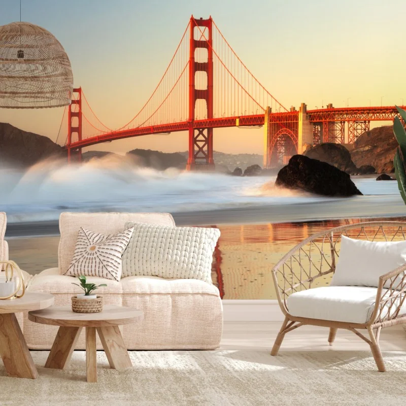 Fotomural amanecer sobre el puente Golden Gate en San Francisco