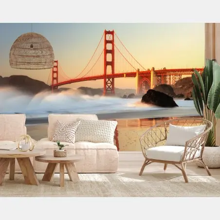 Fotomural amanecer sobre el puente Golden Gate en San Francisco – Pixers®