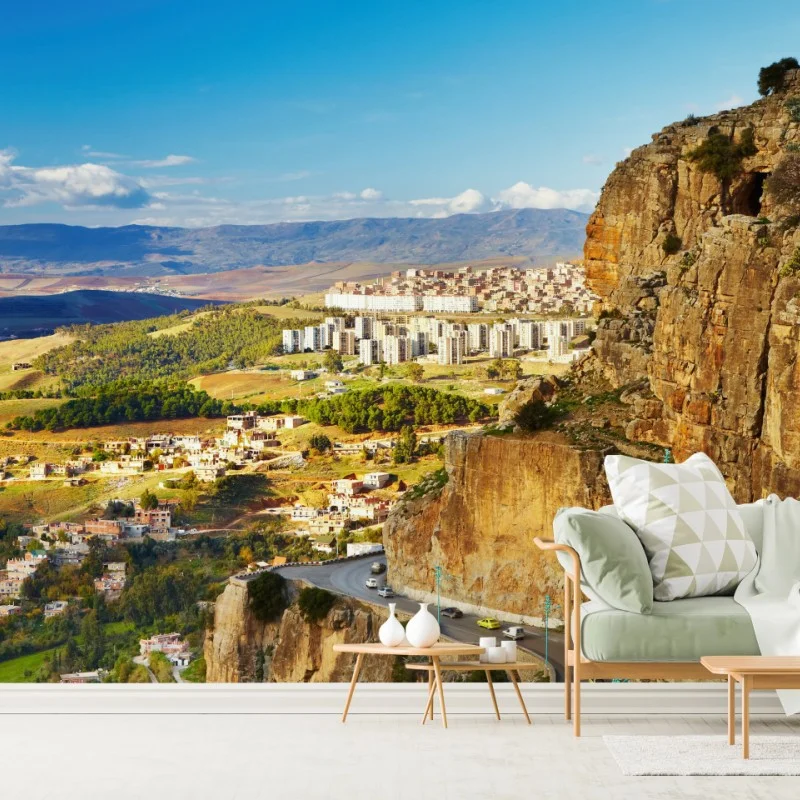 Fotomural panorámica de Constantine y sus acantilados al atardecer