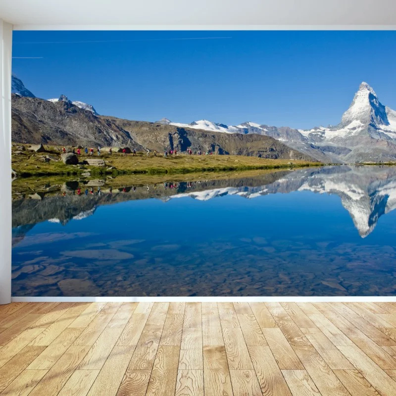 Fotomural reflejo del Matterhorn sobre lago alpino