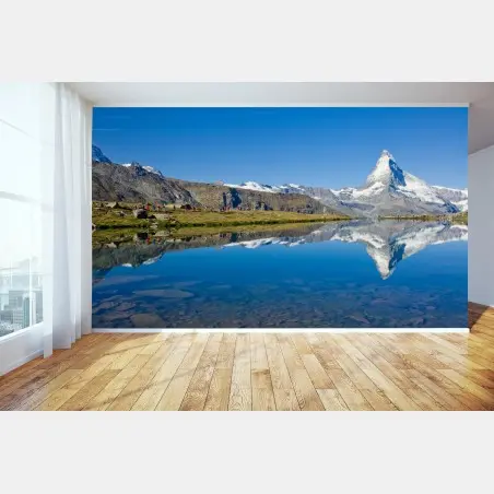 Fotomural reflejo del Matterhorn sobre lago alpino – Pixers®