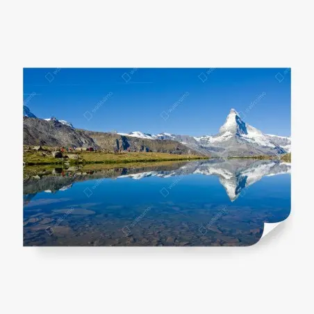 Fotomural reflejo del Matterhorn sobre lago alpino – Pixers®