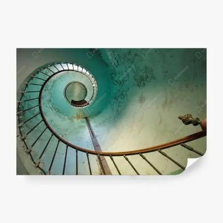 Fotomural escalera en espiral en tonos verde agua – Pixers®