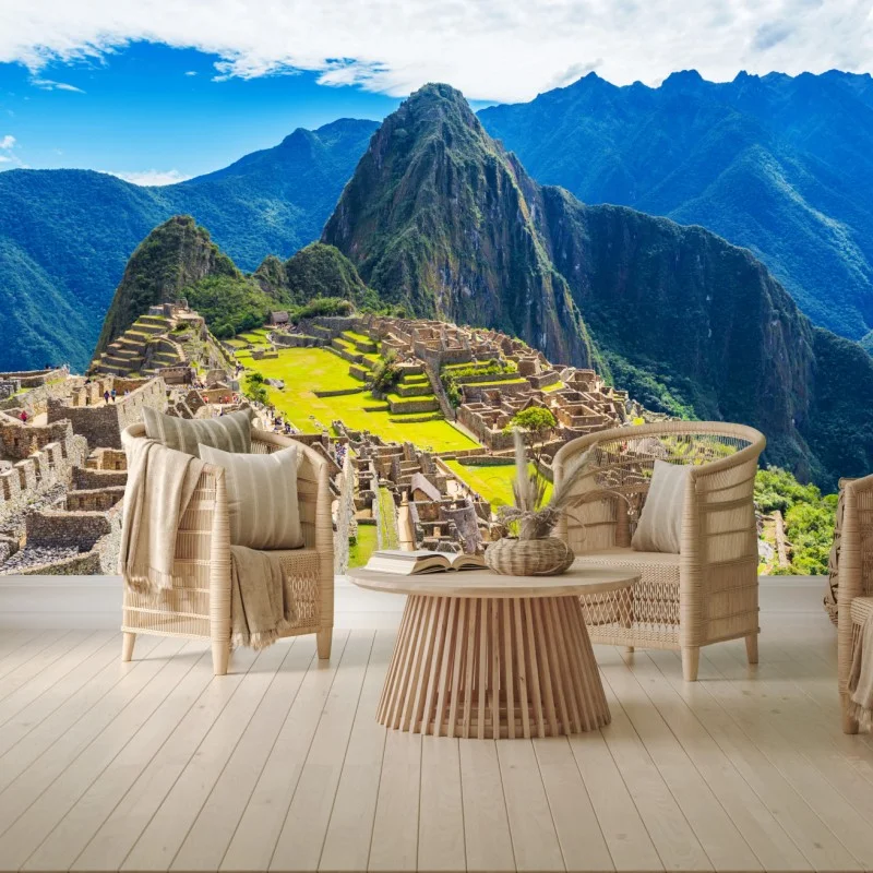 Fotomural panorámica de Machu Picchu entre montañas