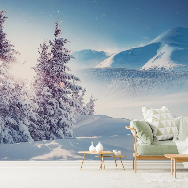 Fotomural Cárpatos nevados al amanecer