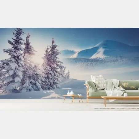 Fotomural Cárpatos nevados al amanecer – Pixers®