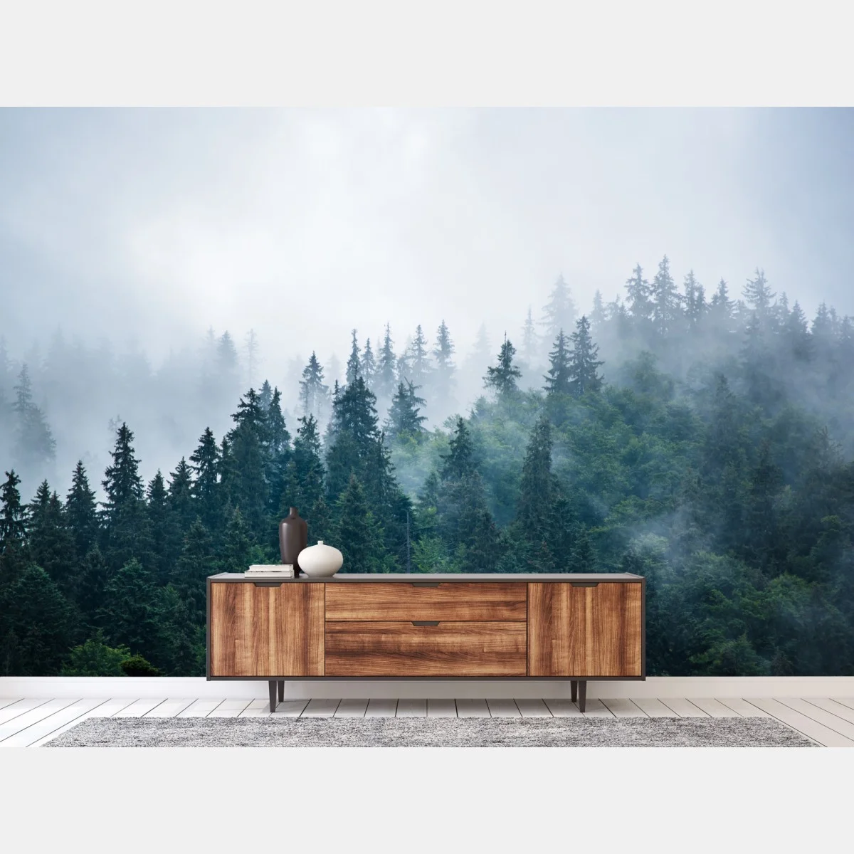 Fotomural bosque entre la niebla y los pinos – Pixers® Fotomural bosque entre la niebla y los pinos – Pixers®