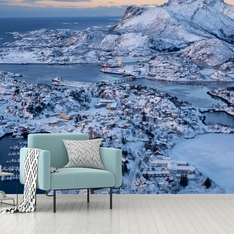 Fotomural amanecer invernal sobre Svolvær